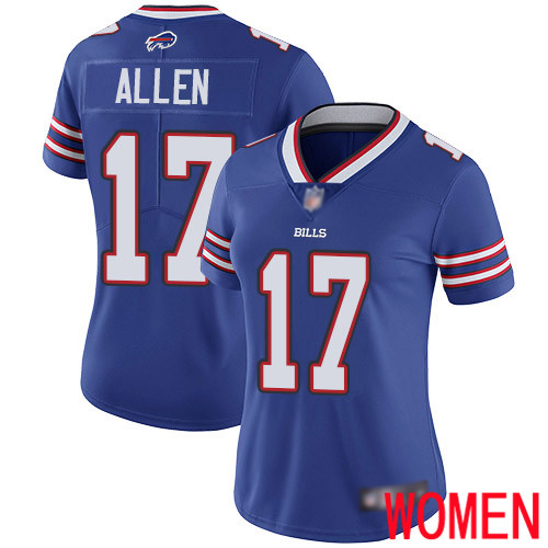 Women Buffalo Bills 17 Josh Allen Royal Blue Team Color Vapor Untouchable Limited Player NFL Jersey